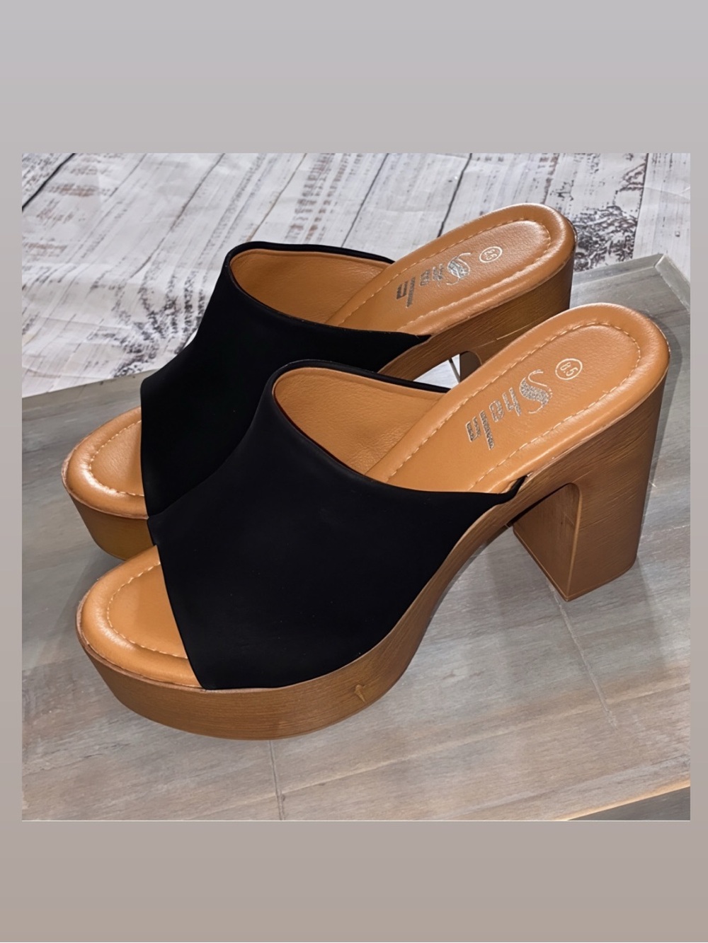 NWT SHEIN Chunky Band Platform Slip-On Heeled Sandals